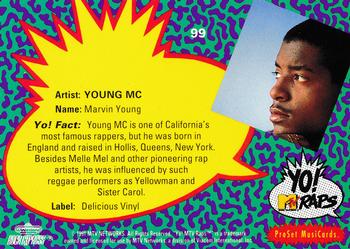 1991 Pro Set Yo! MTV Raps #99 Young MC Back
