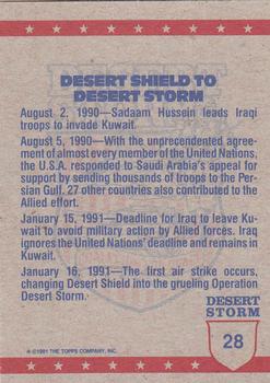 1991 Topps Desert Storm #28 Taking Off in an F-18 Back