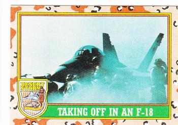 1991 Topps Desert Storm #28 Taking Off in an F-18 Front