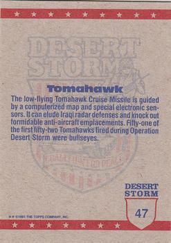 1991 Topps Desert Storm #47 Tomahawk Missile in Flight Back