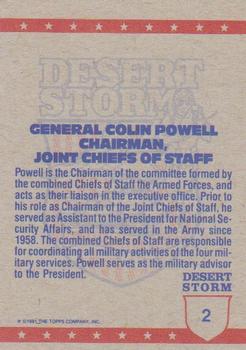 1991 Topps Desert Storm #2 General Colin Powell Back