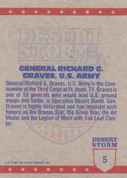 1991 Topps Desert Storm #5 General Richard G. Graves Back