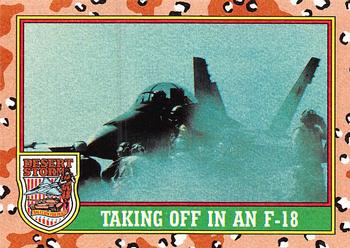 1991 Topps Desert Storm #28 Taking Off in an F-18 Front