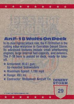 1991 Topps Desert Storm #29 An F-18 Waits To Fly Back