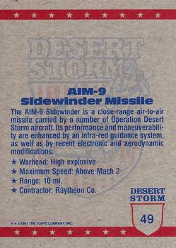 1991 Topps Desert Storm #49 The Sidewinder Missile Back