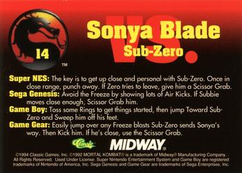 1994 Classic Mortal Kombat Series 1 #14 Sonya Blade vs. Sub-Zero Back