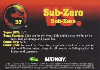 1994 Classic Mortal Kombat Series 1 #37 Sub-Zero vs. Sub-Zero Back