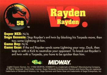 1994 Classic Mortal Kombat Series 1 #58 Rayden vs. Rayden Back