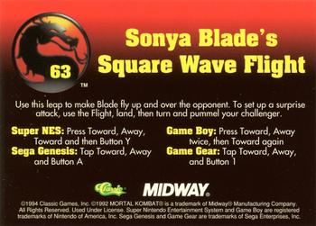 1994 Classic Mortal Kombat Series 1 #63 Sonya Blade's Square Wave Flight Back