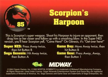 1994 Classic Mortal Kombat Series 1 #85 Scorpion's Harpoon Back
