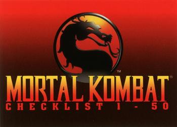 1994 Classic Mortal Kombat Series 1 #99 Mortal Kombat Checklist 1-50 Front
