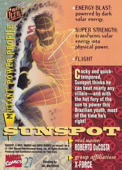 1994 Ultra X-Men #27 Sunspot Back
