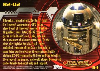 2001 Topps Star Wars Evolution #64 R2-D2 Back
