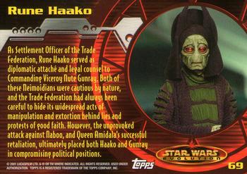 2001 Topps Star Wars Evolution #69 Rune Haako Back