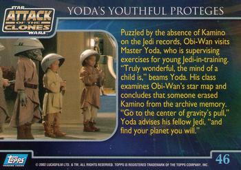 2002 Topps Star Wars: Attack of the Clones #46 Yoda's Youthful Protedges Back