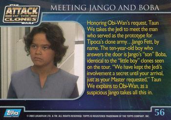 2002 Topps Star Wars: Attack of the Clones #56 Meeting Jango And Boba Back