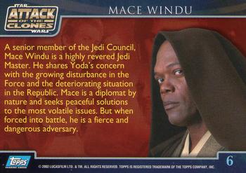 2002 Topps Star Wars: Attack of the Clones #6 Mace Windu Back
