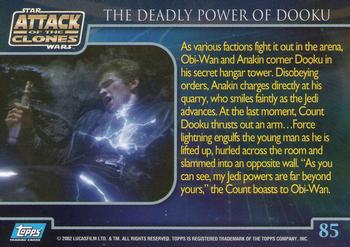 2002 Topps Star Wars: Attack of the Clones #85 The Deadly Power Of Dooku Back