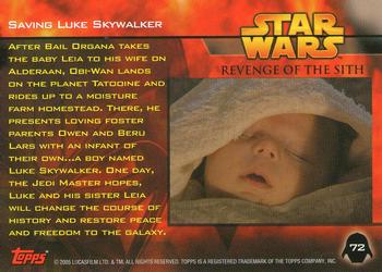 2005 Topps Star Wars Revenge of the Sith #72 Saving Luke Skywalker Back
