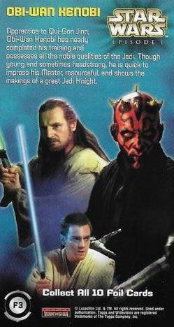 1999 Topps Widevision Star Wars: Episode I - Mirror Foil #F3 Obi-Wan Kenobi Back