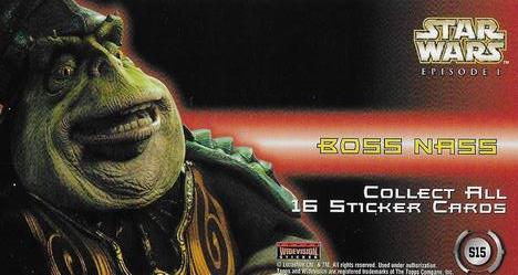 1999 Topps Widevision Star Wars: Episode I - Stickers #S15 Boss Nass Back