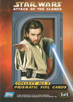 2002 Topps Star Wars: Attack of the Clones - Prismatic Foil #6 Obi-Wan Kenobi Back
