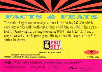 1992 Pro Set Guinness Book of Records #7 Jet-set giant! Back
