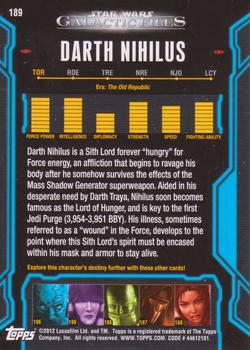 2012 Topps Star Wars: Galactic Files #189 Darth Nihilus Back