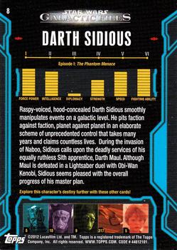 2012 Topps Star Wars: Galactic Files #8 Darth Sidious Back