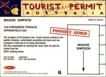 1996 Tempo The Simpsons Down Under #6 Maggie Simpson Back