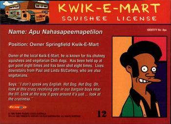 1996 Tempo The Simpsons Down Under #12 Apu Nahasapeemapetilon Back