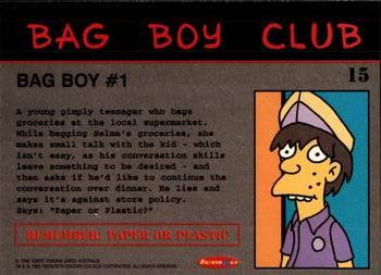 1996 Tempo The Simpsons Down Under #15 Bag Boy - Teenage Clerk Back