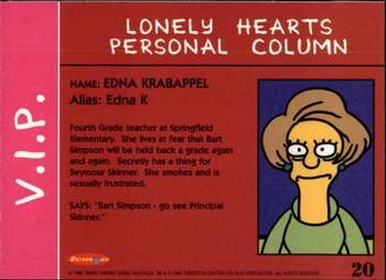 1996 Tempo The Simpsons Down Under #20 Mrs. Krabappel Back
