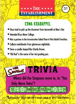 2000 Inkworks The Simpsons 10th Anniversary #31 Edna Krabappel Back