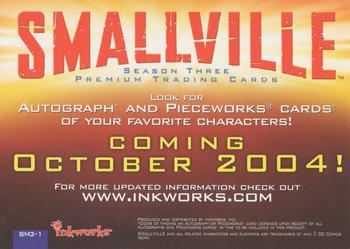 2004 Inkworks Smallville Season 3 - Promos #SM3-1 Lex Luthor / Clark Kent / Lana Lang Back