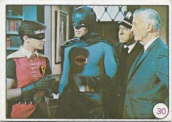 1967 Scanlens Bat Laffs #30 Batman, Robin, Chief O'Hara and Commissioner Gordon Front