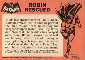 1966 Topps Batman (Black Bat Logo) #38 Robin Rescued Back