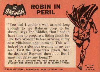 1966 Topps Batman (Black Bat Logo) #42 Robin in Peril Back