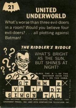 1966 Topps Batman Riddler Back #21 United Underworld Back