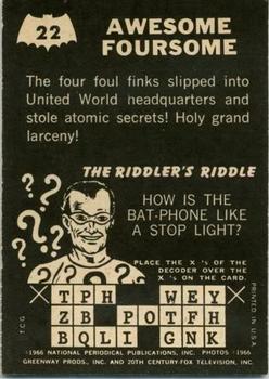 1966 Topps Batman Riddler Back #22 Awesome Foursome Back