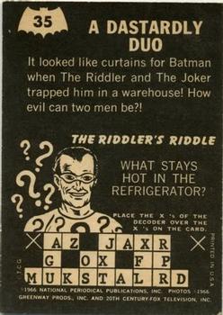 1966 Topps Batman Riddler Back #35 A Dastardly Duo Back