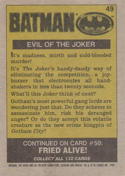 1989 Topps Batman #49 Evil of the Joker Back