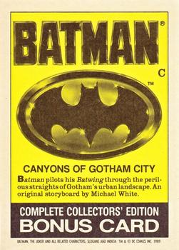 1989 Topps Batman - Bonus Cards #C Canyons of Gotham City Back