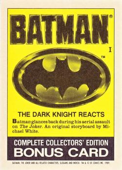 1989 Topps Batman - Bonus Cards #I The Dark Knight Reacts Back