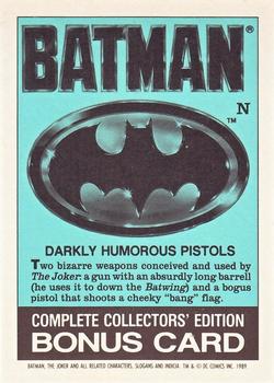 1989 Topps Batman - Bonus Cards #N Darkly Humorous Pistols Back