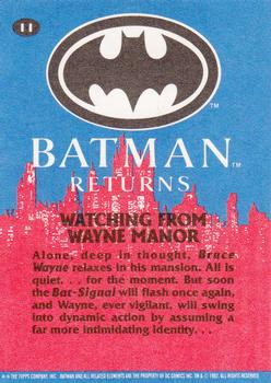 1992 Topps Batman Returns #11 Watching from Wayne Manor Back
