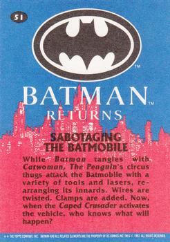 1992 Topps Batman Returns #51 Sabotaging the Batmobile Back