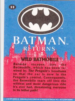 1992 Topps Batman Returns #55 Wild Batmobile Back