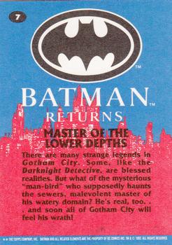 1992 Topps Batman Returns #7 Master of the Lower Depths Back