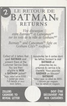 1992 Zellers Batman Returns #2 Batman & Catwoman fight on Gotham City's rooftops! Back